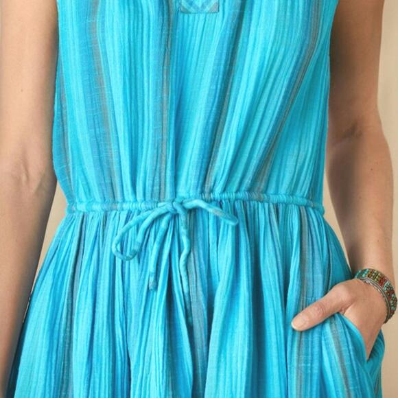 Sundance Adley Sundress Sleeveless Sz Large XL Turquoise Blue Gauze Beach $128 - Picture 6 of 15